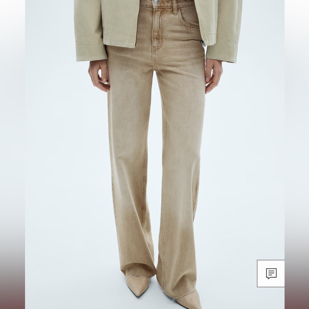 Mango Tan High-waist Wide Leg size 8